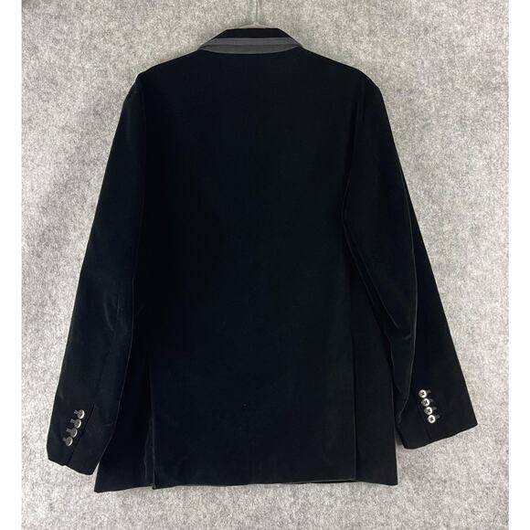 Tre Vero Loro Piana Velvet Blazer Sport Coat Jacket Mens XL 42R Black Peak Lapel - Picture 13 of 16